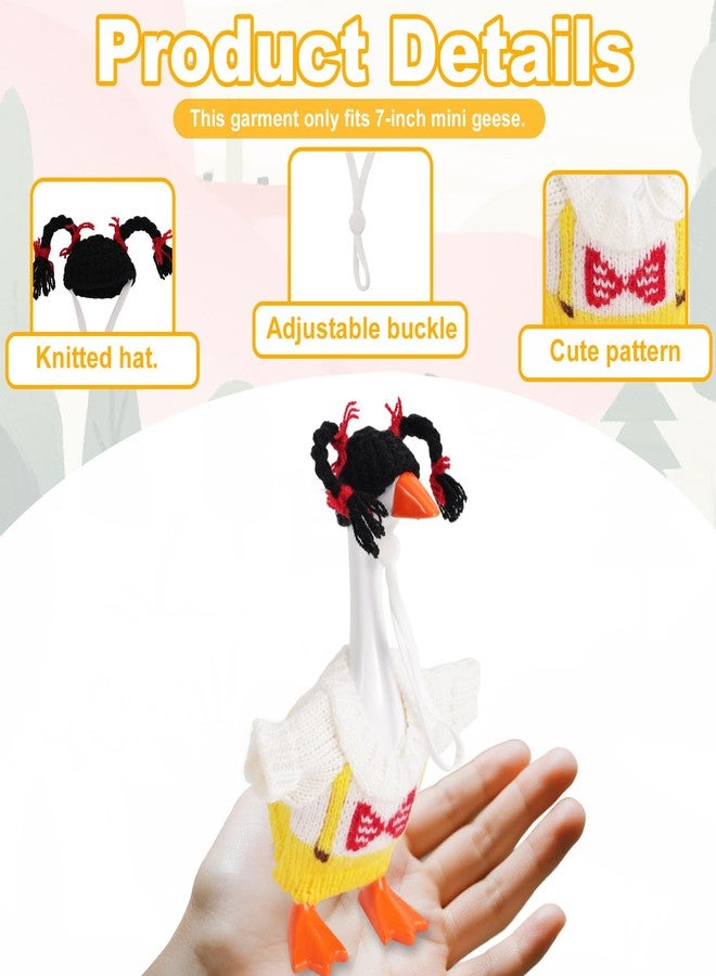 Sinbana 3 Sets 7 Inch Mini Desk Goose Outfits, Elephant Koala Pigtails Theme Knitted Hat & Clothes for Porch Goose Statue Cute Funny Headwear & Costume for Magnetic Geese Key Holder - Image 4